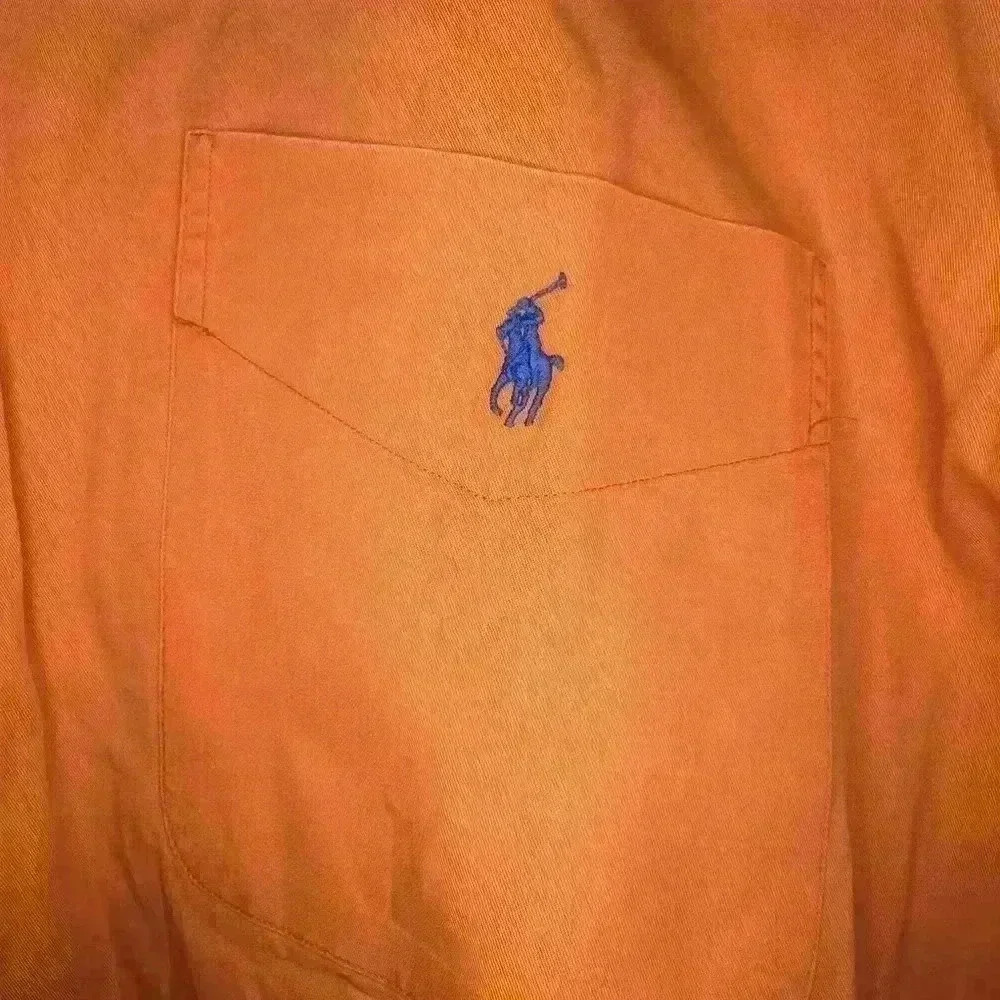 Ralph Lauren S/S Button Down Shirt Blake 100% Cotton Orange Check Men's Size L - Picture 7 of 10